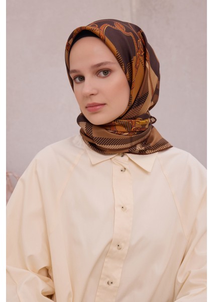 Ekose Kemer Desen Ipek Twill Eşarp 4206D01 02