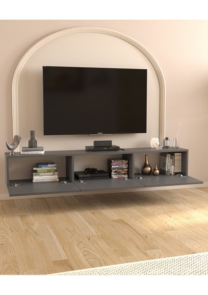 Tv Ünitesi Tv Sehpası Düşer Kapaklı Tv Ünitesi Televizyon Sehpası 180 cm Marvel Antrasit modelleri