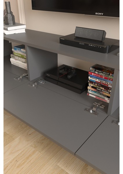 Tv Ünitesi Tv Sehpası Düşer Kapaklı Tv Ünitesi Televizyon Sehpası 180 cm Marvel Antrasit fırsatları