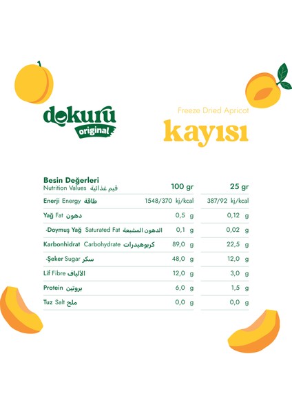 Original Kayısı Atıştırmalık Meyve Cipsi - Dondurularak Kurutulmuş Kayısı - Freeze Dried Kayısı modelleri
