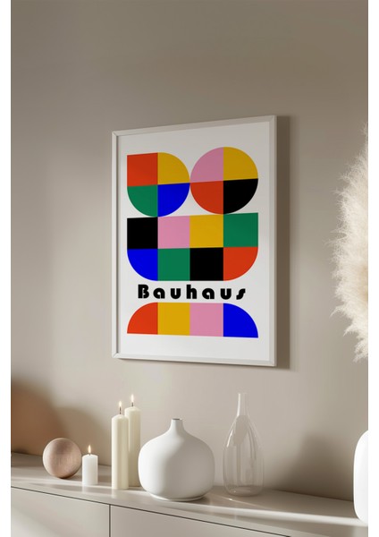 Bauhaus Serisi Beyaz Çerçeveli Poster, Tablo No:13