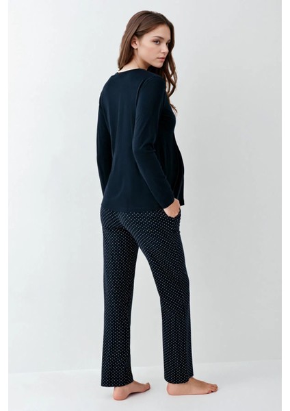 Kadın Hamile Giyim Pamuklu & Modal Uzun Kol Kutulu Pijama Takımı (Çorap Hediyeli) L1.PC.909.4.001 fırsatları
