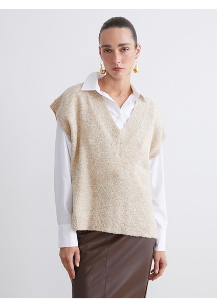 Yeni Sezon V Yaka Kadın Triko Süveter