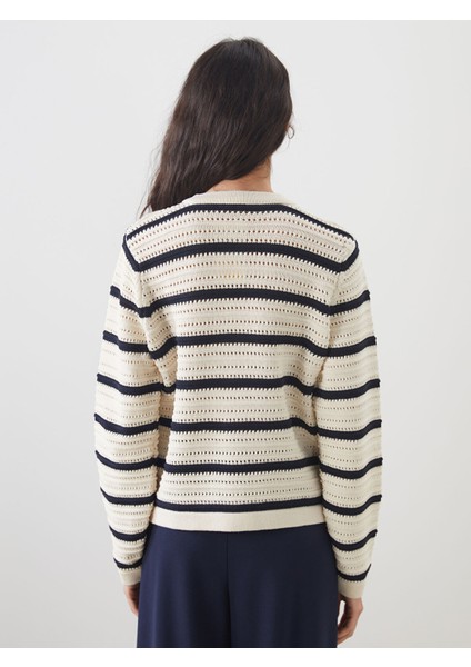 Yeni Sezon Bisiklet Yaka Çizgili Kadın Triko Hırka fırsatları