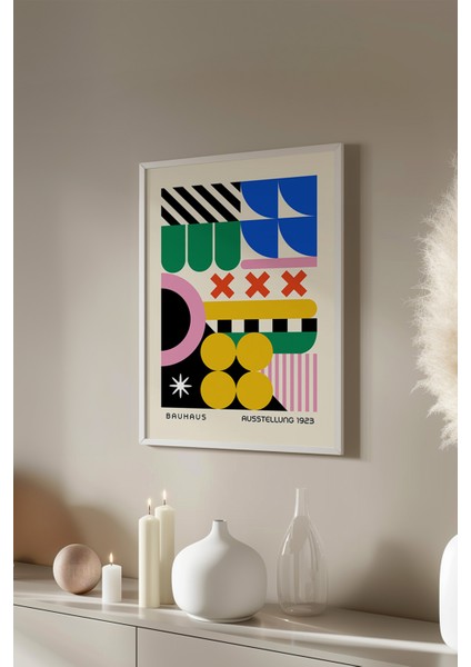 Bauhaus Serisi Beyaz Çerçeveli Poster, Tablo No:96