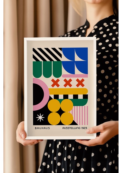 Bauhaus Serisi Beyaz Çerçeveli Poster, Tablo No:96 modelleri