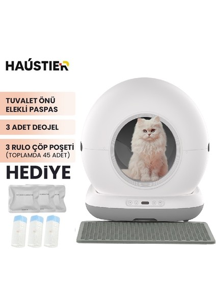 CB001 Akıllı Otomatik Kedi Tuvaleti, APP ile Kontrol, 75lt İç Hazne, 7lt Çöp Haznesi fiyatları