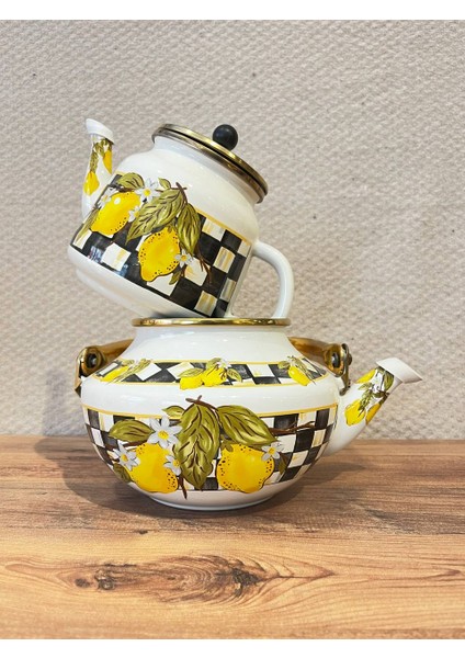 Limon Desen Emaye Çaydanlık- Avşar fırsatları