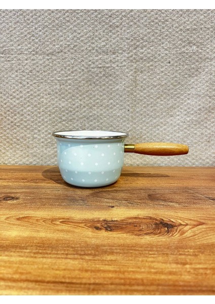 Mavi Puantiye Desenli Emaye Sütlük - Isıtma Tenceresi