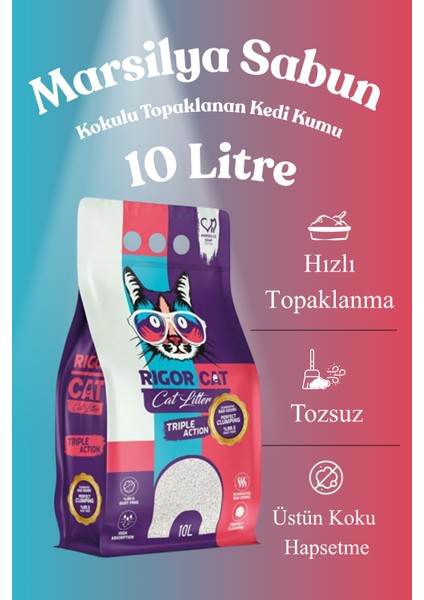 Rıgor Cat Marsilya Sabunlu Topaklanan Kedi Kumu 10 L