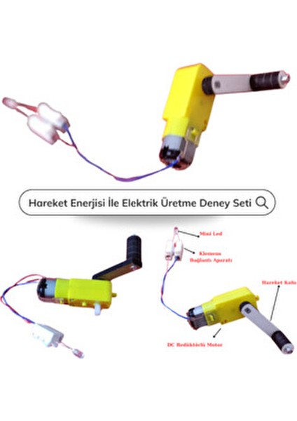 Hareket Enerjisi ile Elektrik Üretme Seti Sarı 5x5x8 cm Çocuklar İçin fırsatları