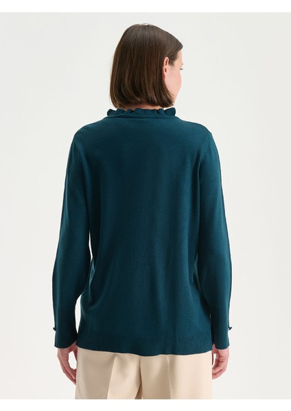 Yeni Sezon Fırfırlı Dik Yaka Kadın Triko Kazak fırsatları