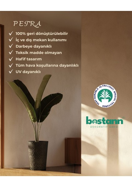 Dekoratif Saksı - Petra 110 - 50L - Antrasit fiyatları