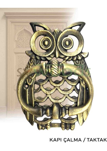 Baykuş kapı taktak pirinç malzeme dekoratif vintage kapı aksesuarı sarı modelleri