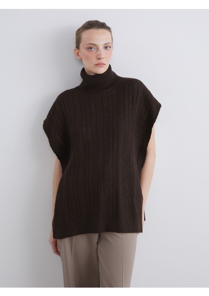 Yeni Sezon Balıkçı Yaka Ajurlu Kadın Triko Süveter