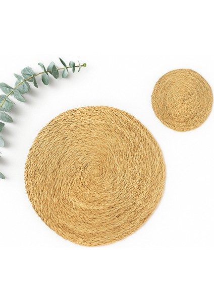 Hasır Jüt Supla 4'lü Set Amerikan Servis 33 cm Çap Supla