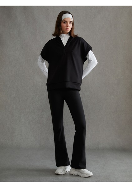 Yeni Sezon Beli Lastikli Ispanyol Paça Kadın Spor Tayt