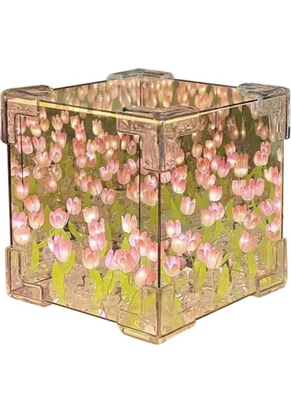 Dıy Lale Ayna Katı Gece Işık Odası Dekor Süsü El Yapımı Malzeme Paket Masa Dekorasyon Pembe (Yurt Dışından)