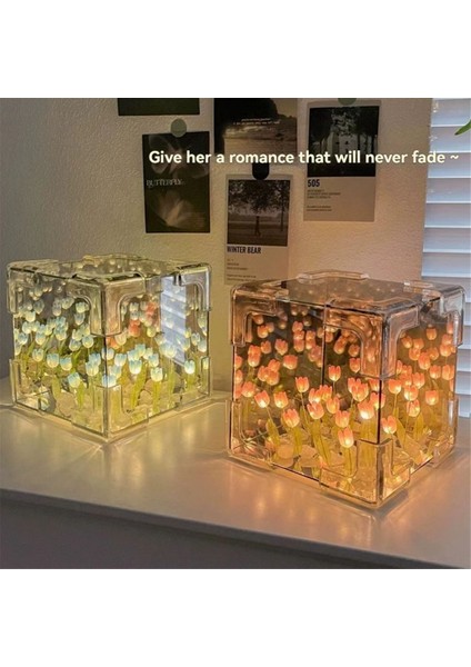 Dıy Lale Ayna Katı Gece Işık Odası Dekor Süsü El Yapımı Malzeme Paket Masa Dekorasyon Pembe (Yurt Dışından) indirimleri