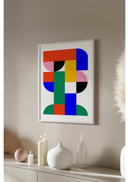 Bauhaus Serisi Beyaz Çerçeveli Poster, Tablo No:14