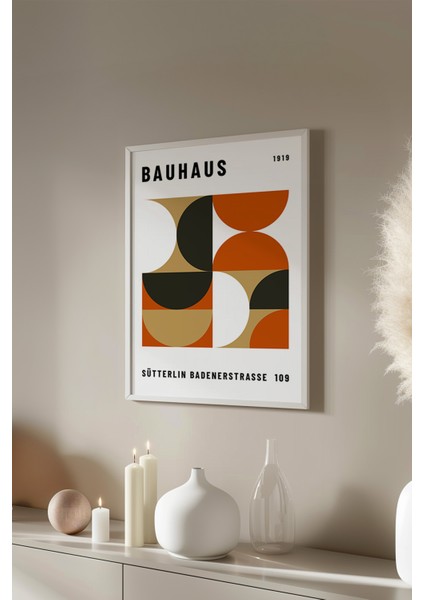 Bauhaus Serisi Beyaz Çerçeveli Poster, Tablo No:90