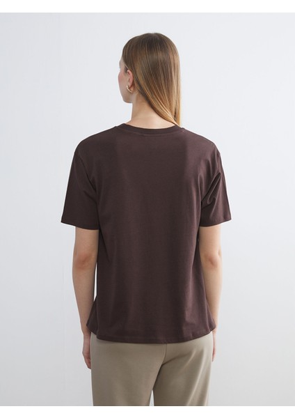 Yeni Sezon Bisiklet Yaka Baskılı Oversize Kadın Tişört fırsatları