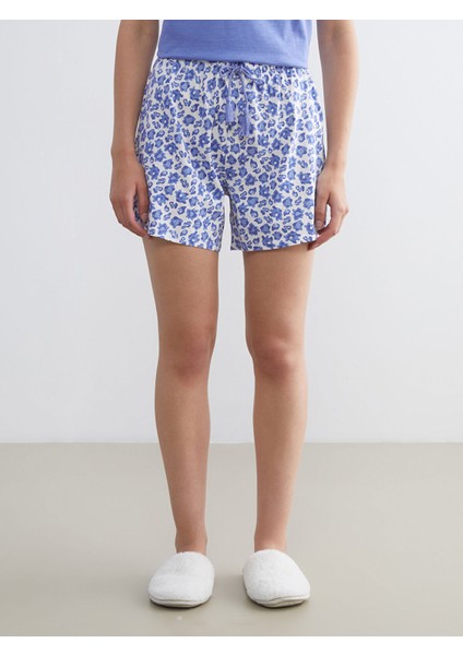 Yeni Sezon Beli Lastikli Çiçekli Kadın Şort Pijama Altı modelleri