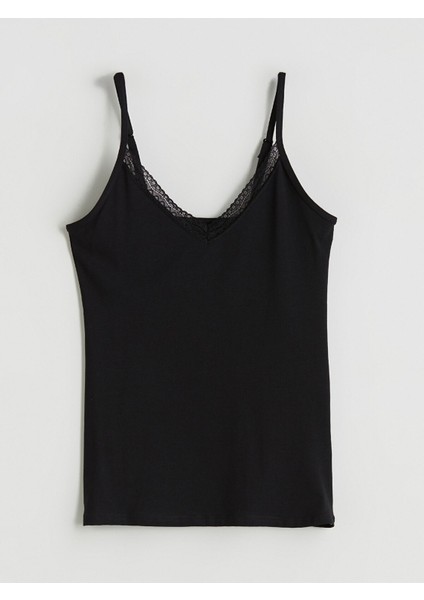 Yeni Sezon V Yaka Dantel Detaylı Kadın Atlet indirimleri