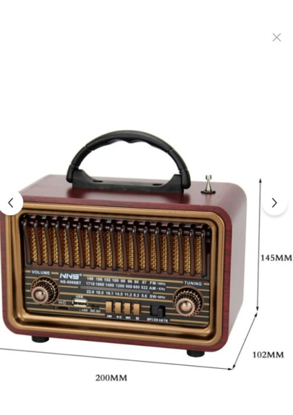 NS-8069 Retro, Nostaljik, Ahşap Tasarım Bluetooth Hoparlörlü, Şarjlı, Taşınabilir Fm/am Destekli Radyo modelleri