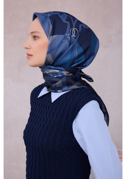 Ekose Kemer Desen Ipek Twill Eşarp 4206D01 86