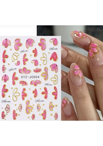 Blossom Pembe Tırnak Süsleme Stickerı Tırnak Süsü Nail Art Süslemeleri