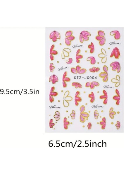 Blossom Pembe Tırnak Süsleme Stickerı Tırnak Süsü Nail Art Süslemeleri modelleri