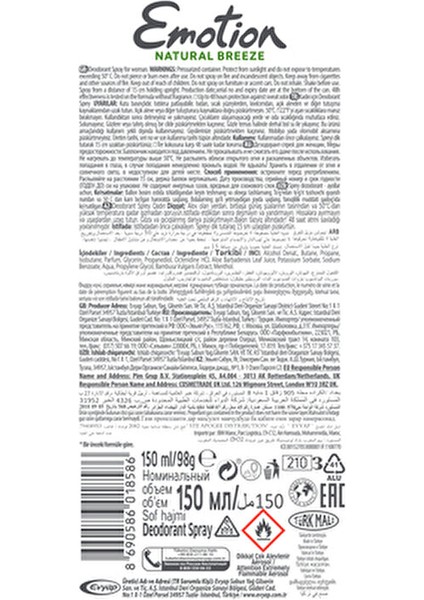 Natural Breeze Kadın Deodorant 48 Saat Koruma 3 x 150 ml Vegan Formül