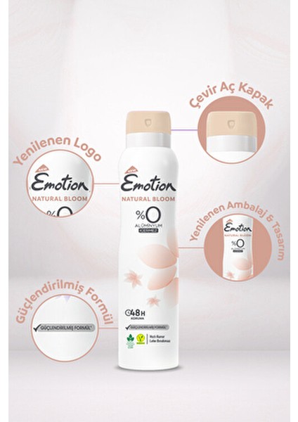 Natural Bloom Deodorant 48 Saat Koruma Sağlayan Vegan Sprey 3 x 150 ml modelleri