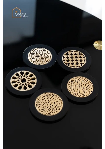 Dekoratif Ahşap Gold 5'li Bardak Altlığı ve Standı,ahşap Dekoratif Bardak Altlığı fiyatları
