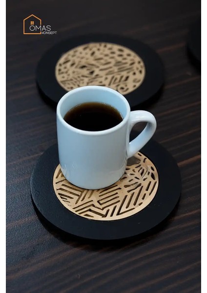 Dekoratif Ahşap Gold 5'li Bardak Altlığı ve Standı,ahşap Dekoratif Bardak Altlığı modelleri