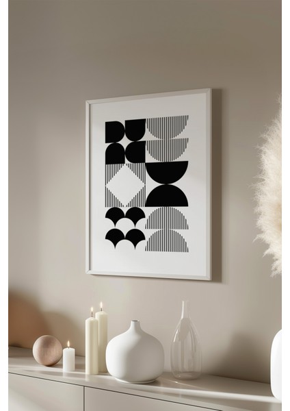 Bauhaus Serisi Beyaz Çerçeveli Poster, Tablo NO:108