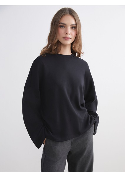 Yeni Sezon Bisiklet Yaka Kadın Sweatshirt Tunik