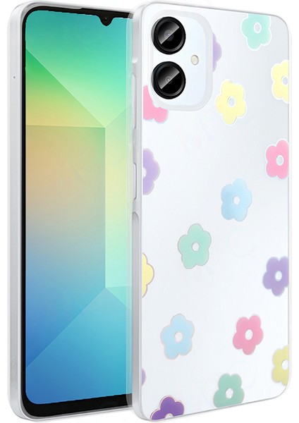 Galaxy A06 Kılıf Şeffaf Figürlü Zore Folk Sert Kapak - Papatya