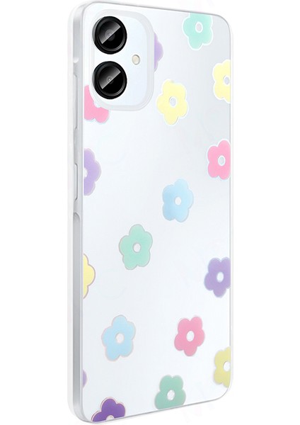 Galaxy A06 Kılıf Şeffaf Figürlü Zore Folk Sert Kapak - Papatya