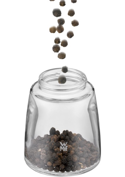 Siyah Baharat Değirmeni Modern Mutfak Aksesuarı Şeffaf Cam ve Sentetik Malzeme ile 1 Adet