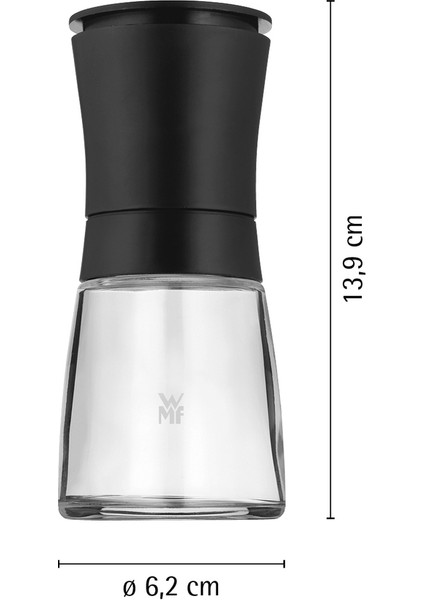 Siyah Baharat Değirmeni Modern Mutfak Aksesuarı Şeffaf Cam ve Sentetik Malzeme ile 1 Adet