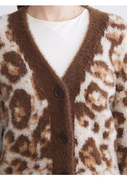 Yeni Sezon V Yaka Desenli Kadın Triko Hırka modelleri