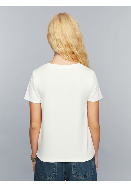 Yeni Sezon Bisiklet Yaka Slogan Baskılı Kadın Tişört fırsatları