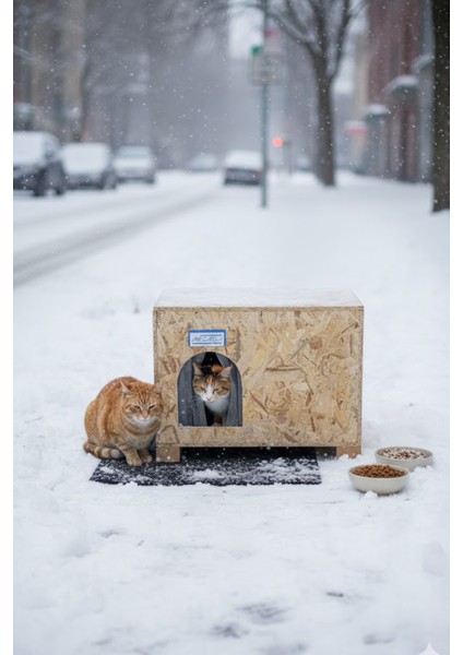 Kedi Evi Dış Ortam Uygun Ahşap Kedi Evi Osb 61X41X36 cm - CAT48 fiyatları