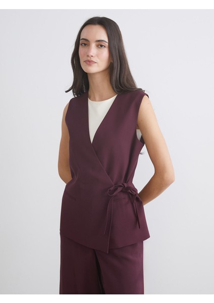 Yeni Sezon Kruvaze Yaka Kadın Klasik Yelek