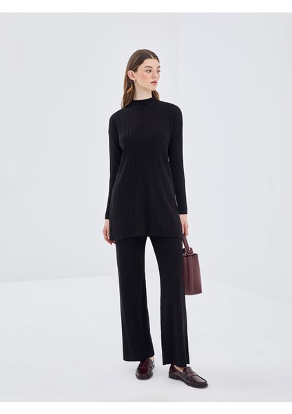 Yeni Sezon Kadın Beli Lastikli Düz Triko Pantolon