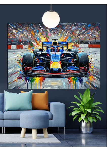 Hızlı Yarış Otomobili Formula 1 Pisti Detayı Dekoratif Kanvas - Mdf Ahşap Tablo fiyatları