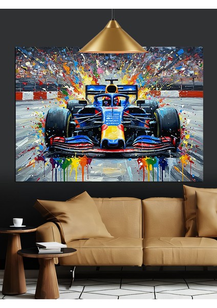 Hızlı Yarış Otomobili Formula 1 Pisti Detayı Dekoratif Kanvas - Mdf Ahşap Tablo modelleri