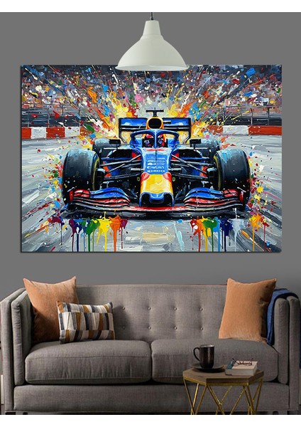 Hızlı Yarış Otomobili Formula 1 Pisti Detayı Dekoratif Kanvas - Mdf Ahşap Tablo indirimleri